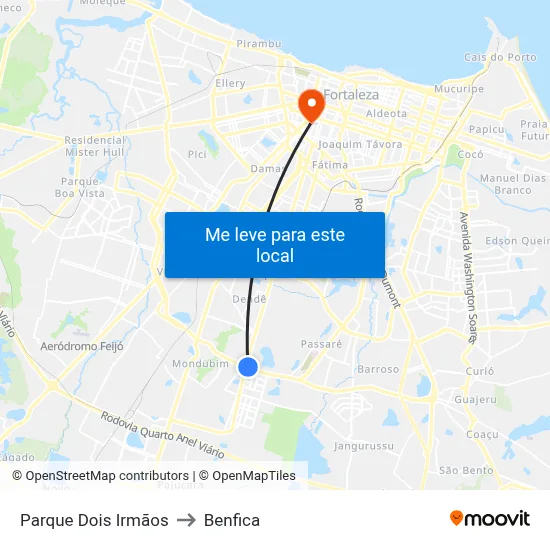 Parque Dois Irmãos to Benfica map