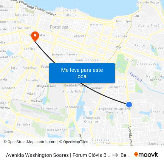Avenida Washington Soares | Fórum Clóvis Beviláqua - Edson Queiroz to Benfica map