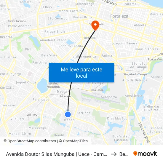 Avenida Doutor Silas Munguba | Uece - Campus Do Itaperi - Itaperi to Benfica map