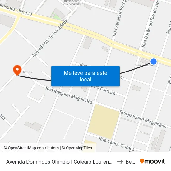 Avenida Domingos Olímpio | Colégio Lourenço Filho - José Bonifácio to Benfica map