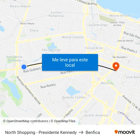 North Shopping - Presidente Kennedy to Benfica map