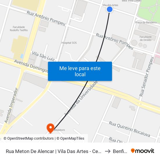 Rua Meton De Alencar | Vila Das Artes - Centro to Benfica map