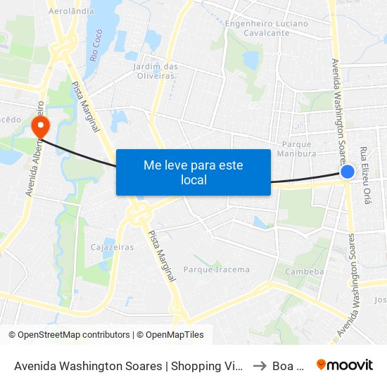 Avenida Washington Soares | Shopping Via Sul - Sapiranga to Boa Vista map