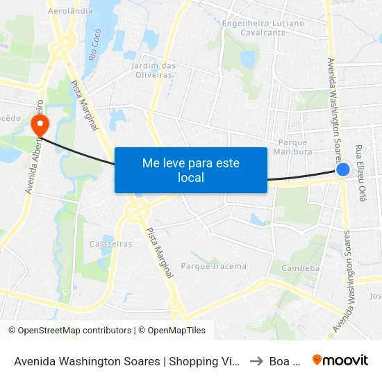 Avenida Washington Soares | Shopping Via Sul - Sapiranga to Boa Vista map