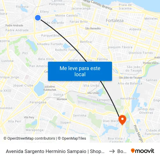 Avenida Sargento Hermínio Sampaio | Shopping Riomar Kennedy - Presidente Kennedy to Boa Vista map