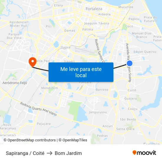 Sapiranga / Coité to Bom Jardim map