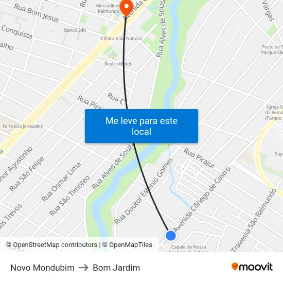 Novo Mondubim to Bom Jardim map