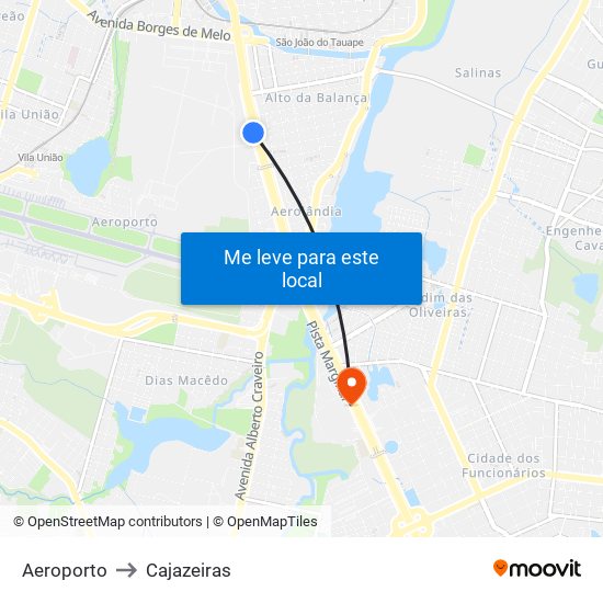 Aeroporto to Cajazeiras map