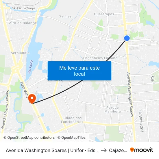 Avenida Washington Soares | Unifor - Edson Queiroz to Cajazeiras map