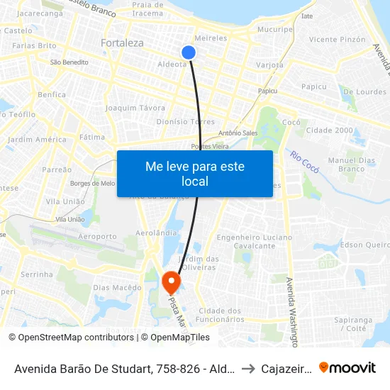 Avenida Barão De Studart, 758-826 - Aldeota to Cajazeiras map