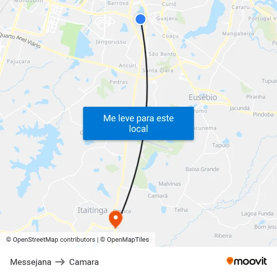 Messejana to Camara map