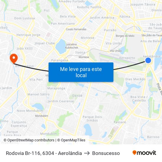 Rodovia Br-116, 6304 - Aerolândia to Bonsucesso map