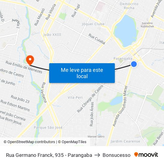 Rua Germano Franck, 935 - Parangaba to Bonsucesso map