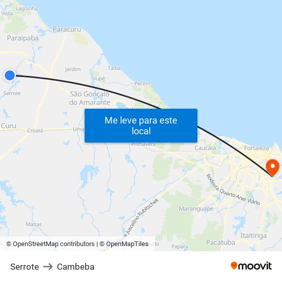 Serrote to Cambeba map