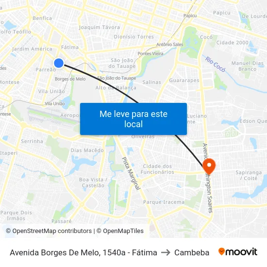 Avenida Borges De Melo, 1540a - Fátima to Cambeba map