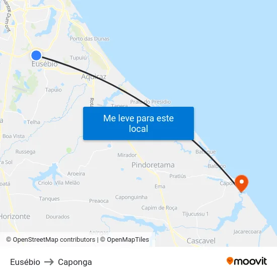 Eusébio to Caponga map