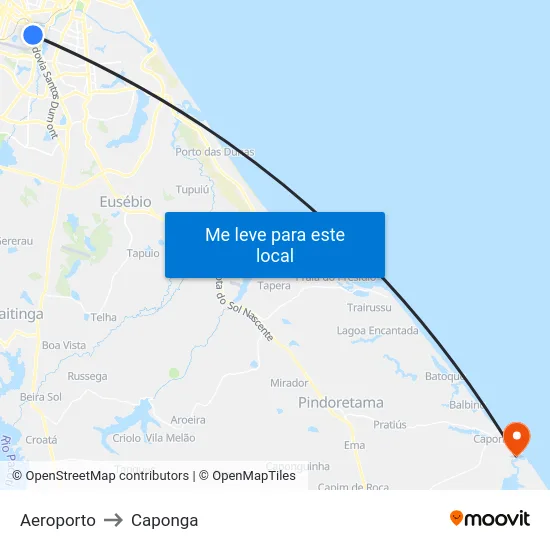 Aeroporto to Caponga map