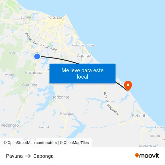 Pavuna to Caponga map