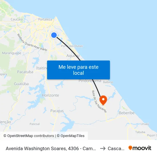 Avenida Washington Soares, 4306 - Cambeba to Cascavel map