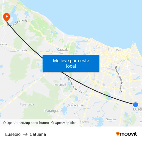 Eusébio to Catuana map
