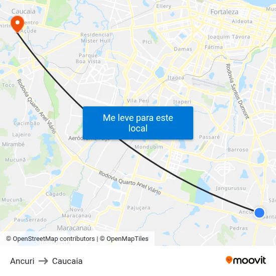 Ancuri to Caucaia map
