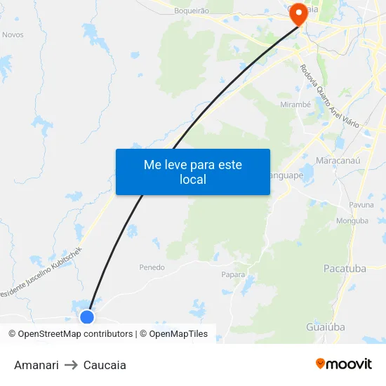 Amanari to Caucaia map