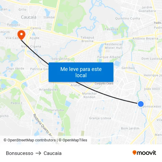 Bonsucesso to Caucaia map