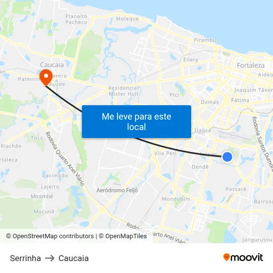 Serrinha to Caucaia map