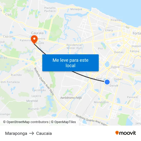 Maraponga to Caucaia map