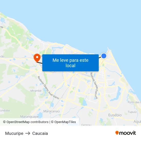 Mucuripe to Caucaia map