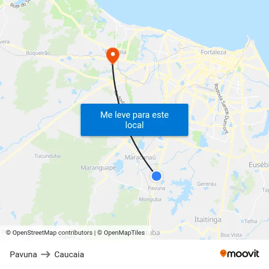 Pavuna to Caucaia map