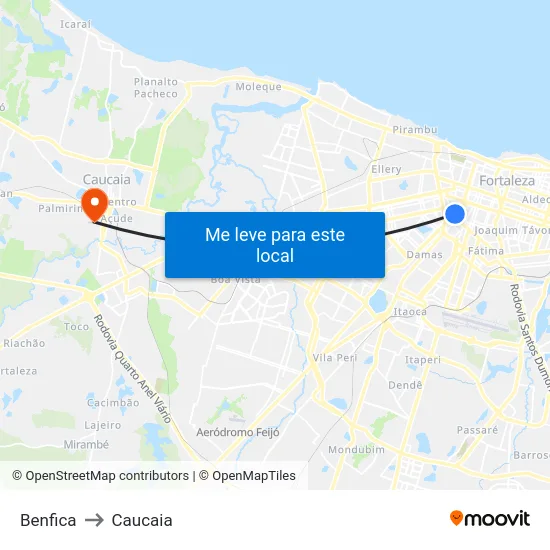 Benfica to Caucaia map