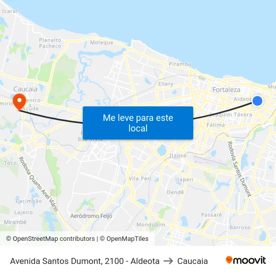 Avenida Santos Dumont, 2100 - Aldeota to Caucaia map