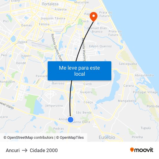 Ancuri to Cidade 2000 map