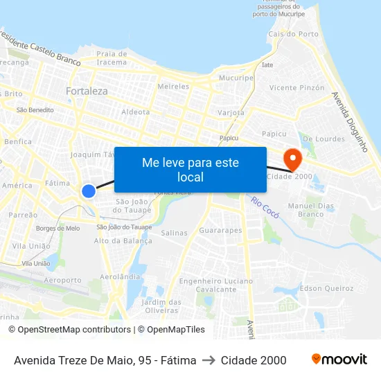 Avenida Treze De Maio, 95 - Fátima to Cidade 2000 map