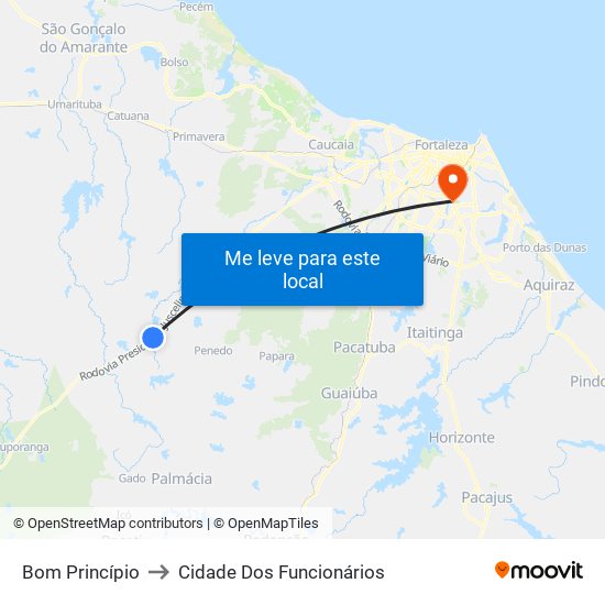 Bom Princípio to Cidade Dos Funcionários map