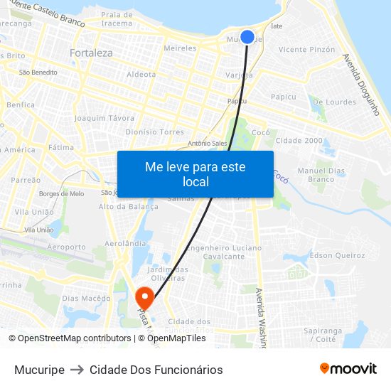 Mucuripe to Cidade Dos Funcionários map