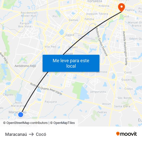 Maracanaú to Cocó map