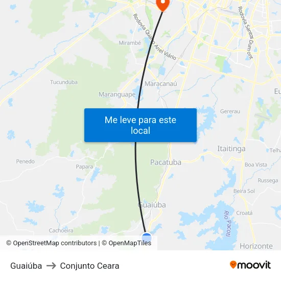 Guaiúba to Conjunto Ceara map