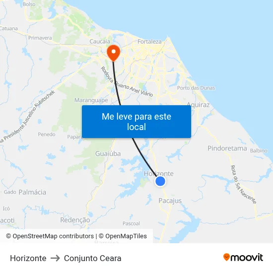 Horizonte to Conjunto Ceara map
