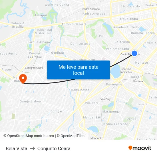 Bela Vista to Conjunto Ceara map