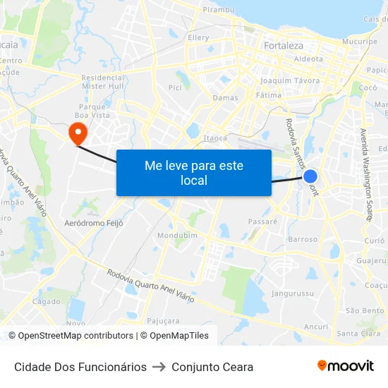 Cidade Dos Funcionários to Conjunto Ceara map
