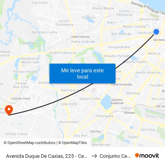Avenida Duque De Caxias, 225 - Centro to Conjunto Ceara map