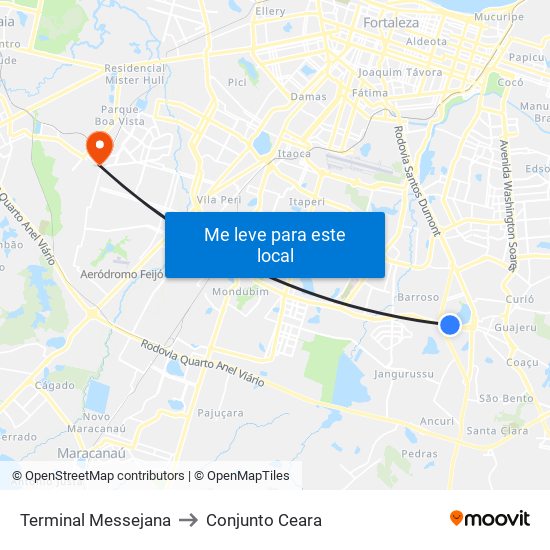 Terminal Messejana to Conjunto Ceara map