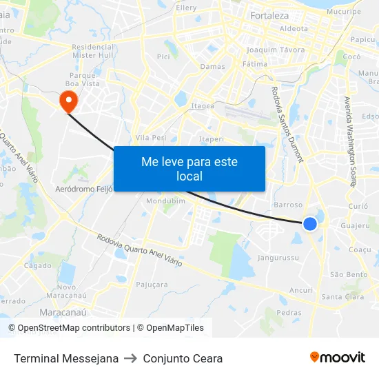 Terminal Messejana to Conjunto Ceara map