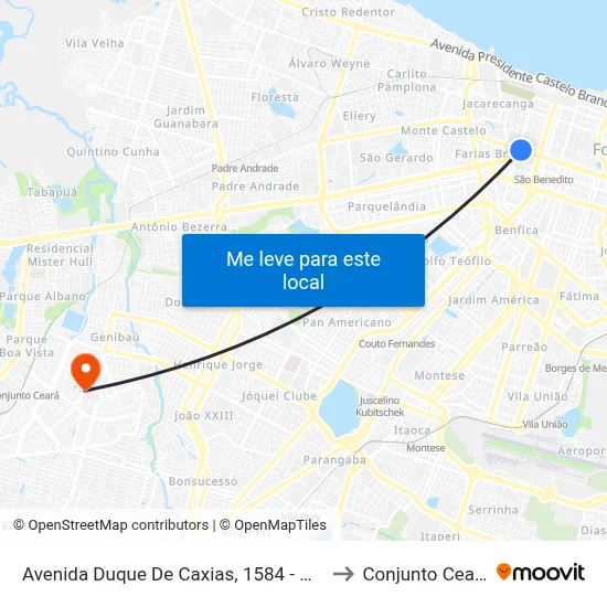 Avenida Duque De Caxias, 1584 - Centro to Conjunto Ceará I map