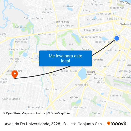 Avenida Da Universidade, 3228 - Benfica to Conjunto Ceará II map