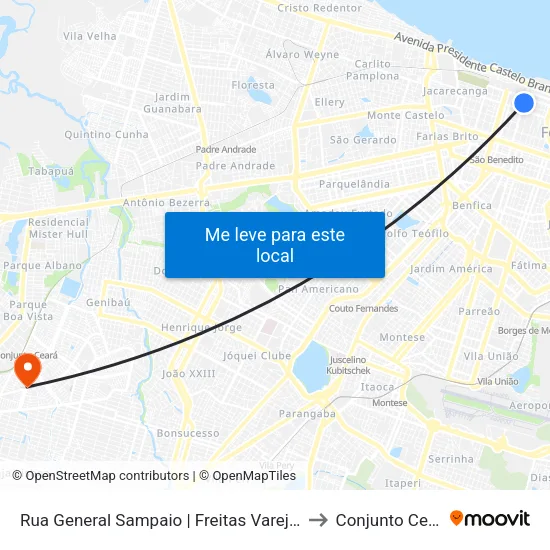 Rua General Sampaio | Freitas Varejo - Centro to Conjunto Ceará II map