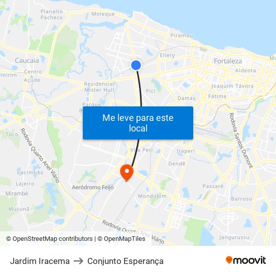 Jardim Iracema to Conjunto Esperança map