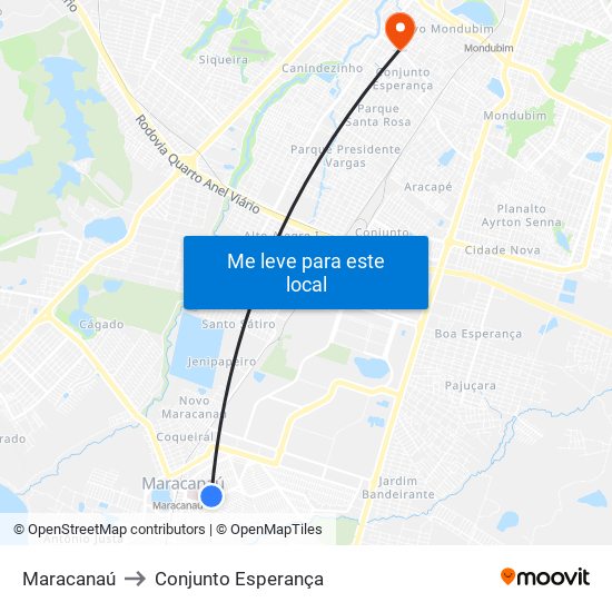 Maracanaú to Conjunto Esperança map